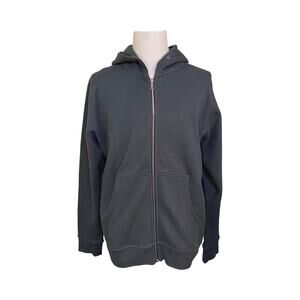 John Elliott Full Zip Hoodie Washed Charcoal Size 3 (L) Made in USA 100% Cotton